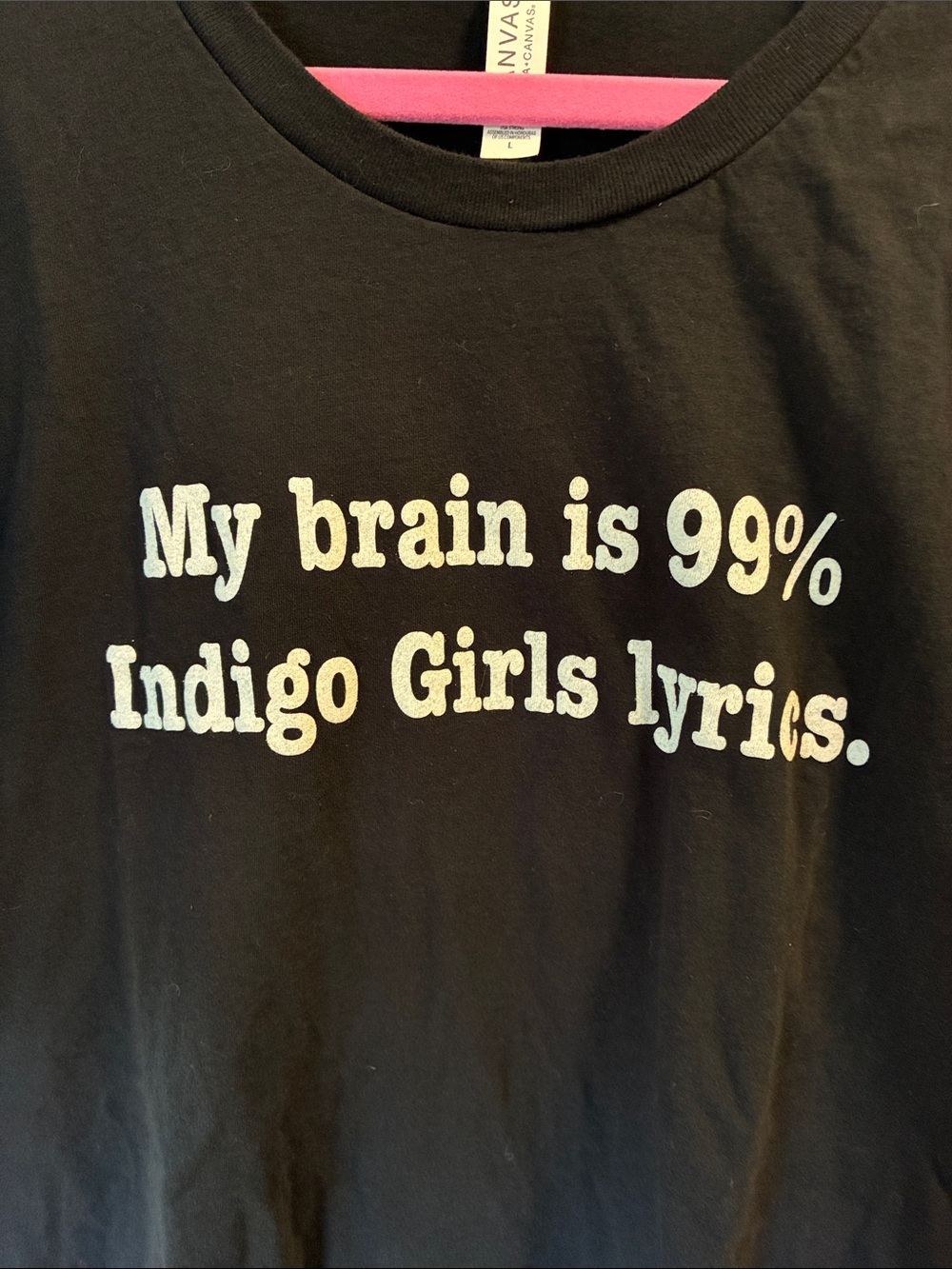 Indigo Girls Lyrics Tee in soft black cotton Sz L - Picture 2 of 4